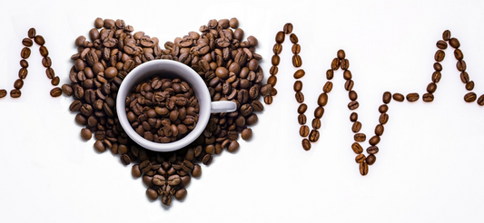 Heart beat made out of coffee beans